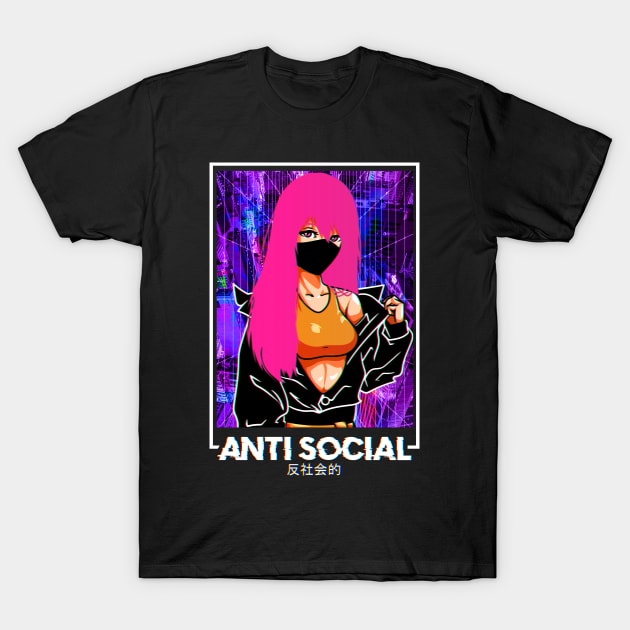 Anti Social Anime Girl Vaporwave Kawaii Aesthetic T-Shirt by theperfectpresents